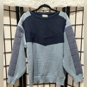UNIONBAY VINTAGE Y2K ACRYLIC KNIT AND QUILT PATCH SWEATER MEN SIZE L